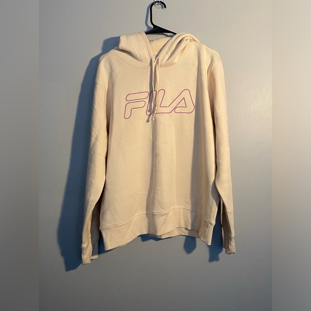 Item 11 FILA Cream Hoodie with Pink Logo